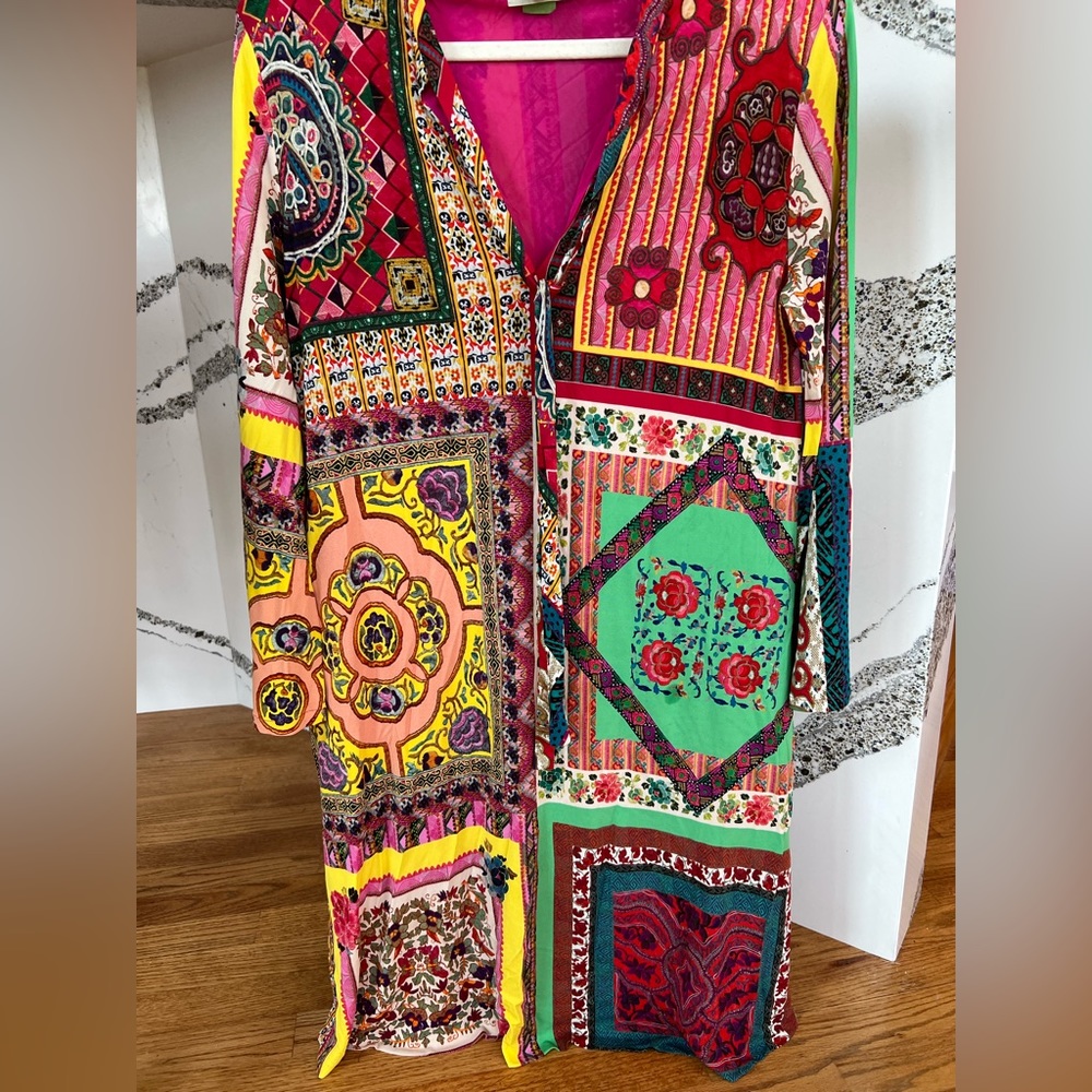 Etro Printed Silk Crepe de Chine Dress in Multicolor